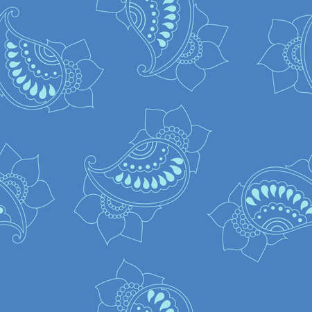 Seamless pattern with indian elements, vector. Elements are hidden under mask, not cut off. There is a swatch in the panel. Perfect for textile printのイラスト素材