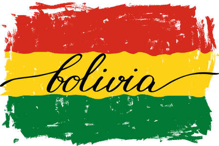 Bolivia flag grunge handwriting t-shirt vector. There are true colors of flagのイラスト素材