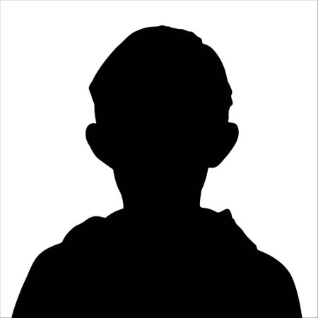 Vector silhouette of boy on white background.のイラスト素材
