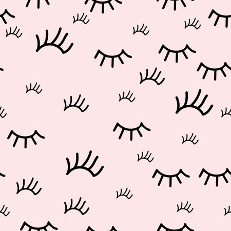 Seamless pattern of eyelashes on a pink background.のイラスト素材