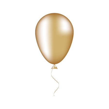 Airy realistic golden balloon with highlights. Vector illustration for card, party, design, flyer, poster, decor, bannerのイラスト素材