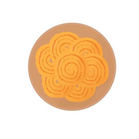 Chakli is a product made from deep-fried dough. Traditional savory snack from India.のイラスト素材
