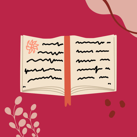 Diary with stick notes, bookmarks, scrapbook. Hand drawn modern Vector illustrations.のイラスト素材