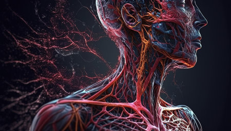 Human Blood Vessels Anatomy For Medical Concept 3D Illustrationの素材