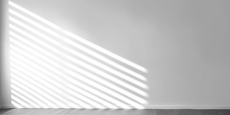 White empty room with window and shadows from the sun. 3d renderingの素材
