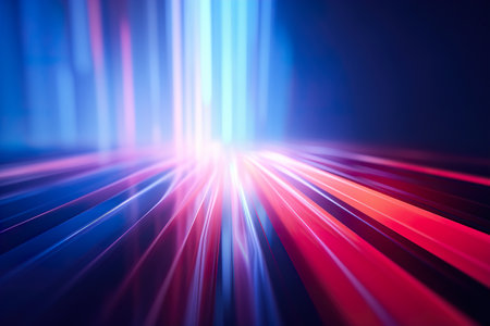 abstract background - blue and red rays of light in the darkの素材