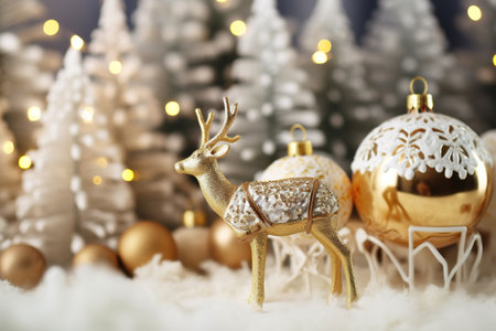 Christmas decoration on bokeh background. Festive decoration on bokeh background.の素材