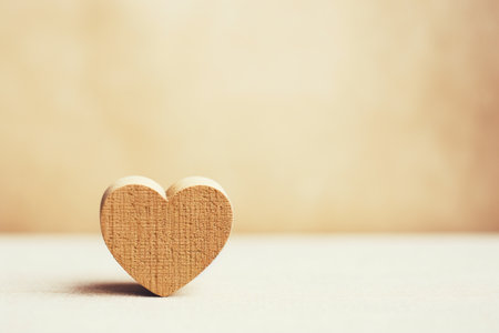 Wooden heart on a wooden background. Valentines day concept.の素材