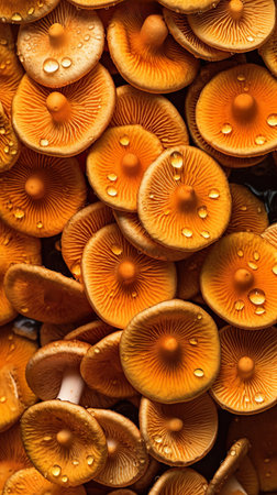 Chanterelle mushrooms, close-up, macro.の素材