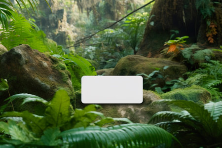Mockup Blank Business Card in Tropical Rainforest. Blank Business Card Template.の素材