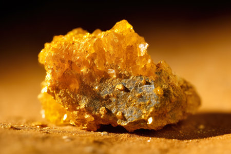 close up of natural mineral rock specimen - yellow tourmaline gemstoneの素材
