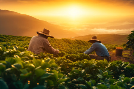 tea plantation in the morning at Doi Mae Salong, Chiang Rai, Thailandの素材