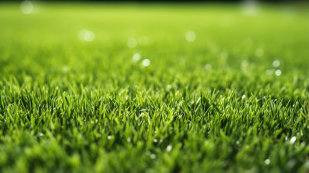 Close-up of vibrant green grass fieldの素材
