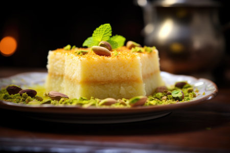 Arabic dessert kunafa with pistachiosの素材