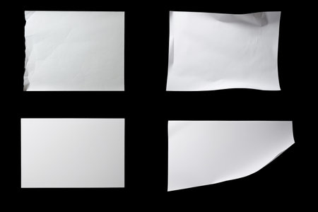 Set of crumpled white paper texturesの素材