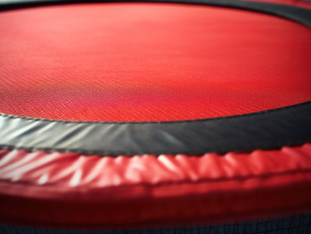 Close-up of a red trampoline surfaceの素材