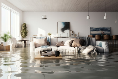 Flooded Modern Living Room Interior.の素材