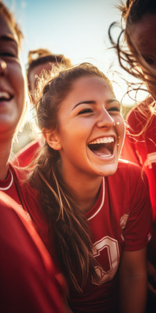Joyful Female Soccer Player Celebrating Victoryの素材