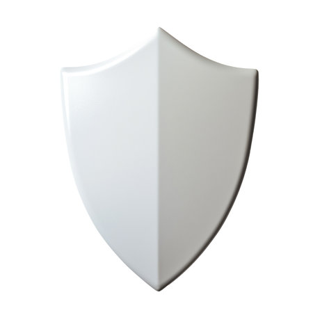 Glossy White Shield Isolated on a White Background for Security Conceptsの素材