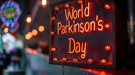 Illuminated Neon Sign for World Parkinson's Day Awarenessの素材