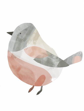 Abstract bird illustration with a modern pastel paletteの素材