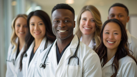 Group of diverse medical professionals with a joyful demeanorの素材