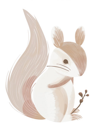 Gentle squirrel illustration with minimalist charm and a tranquil paletteの素材