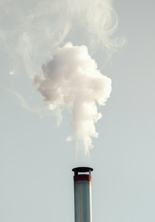 White smoke from chimney.の写真素材