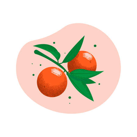 Orange branch vector illustration with grain textureのイラスト素材