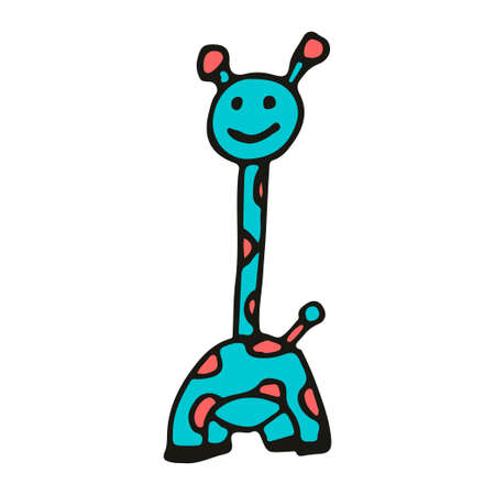 Cheerful blue giraffe with orange spots vectorのイラスト素材