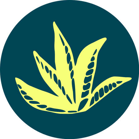 Vector icon leaf of a tropical plant in the blue circleのイラスト素材