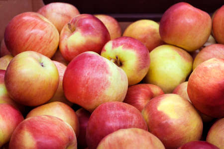 Red apples in the vegetable store