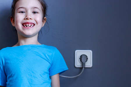 A happy child full of life energy. Conceptual photoの写真素材