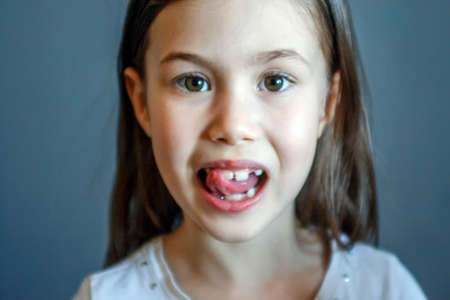 Logopedic exercise for the tongue. Language gymnasticsの写真素材