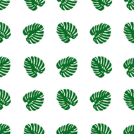 Seamless vector pattern of green leaves of monstera.のイラスト素材