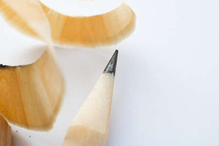 Wooden stationery. Beautiful sharpened pencil shavings