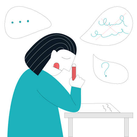 The writer is thinking about the work. Creative crisisのイラスト素材