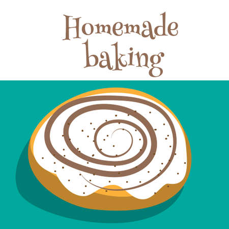 Fresh baked cinnamon roll with cream fudgeのイラスト素材