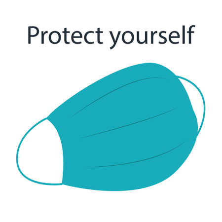Vector Medical face mask in blue color. Virus protectionのイラスト素材