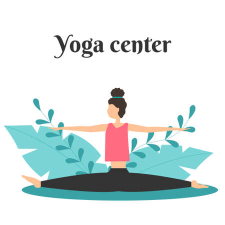 The girl in the asana practices yoga in the fresh air.のイラスト素材