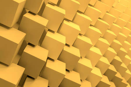 Ordered several gold cubes diagonally. Mellow agate trend. 3D illustrationの写真素材