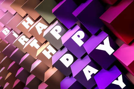 The rows of multicolored cubes with a shadow are lined diagonally. Red, pink, magenta, blue, orange...