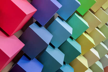 Lots of colorful cubes of diagonally. Building technology. 3D renderingの写真素材