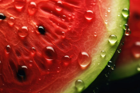 Concept agro industry business. Summer with sale of fresh, ripe, and juicy watermelons with sweet, green slices. A perfect healthy food and freshness delicious fruit. Generative ai close upの写真素材