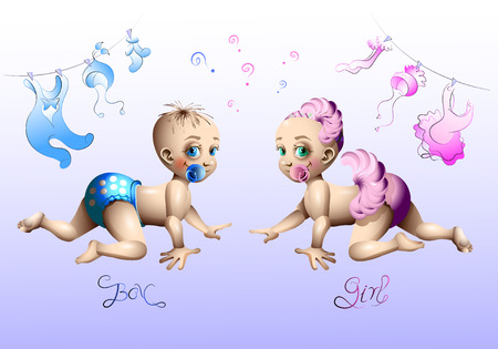 Vector illustration on the theme of boy or girl.のイラスト素材