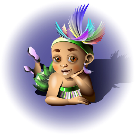 Illustration of a little girl in carnival costume.のイラスト素材