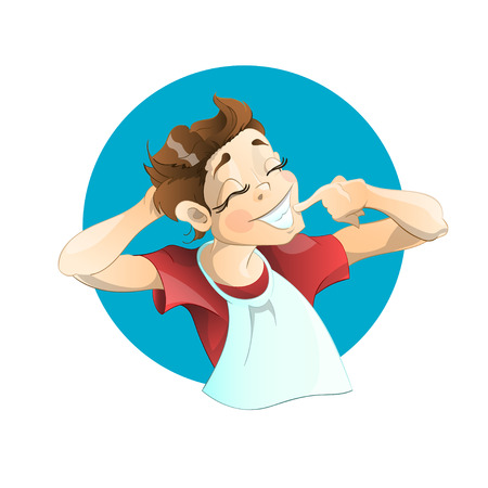 Cute  boy laughs at the situation.のイラスト素材