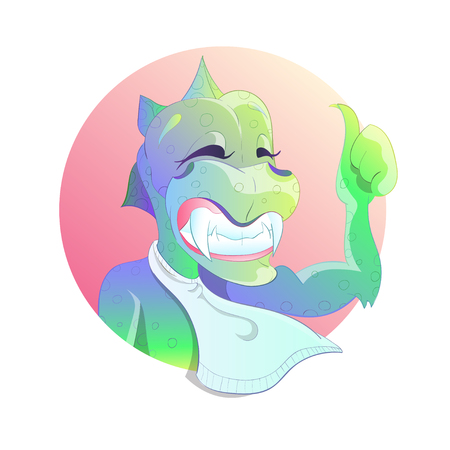 Adorable dinosaur shows "ok" sign.のイラスト素材