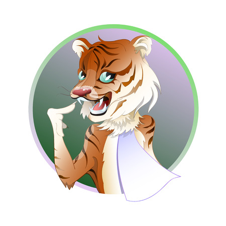 Happy tiger shows her white smile Illustration.のイラスト素材