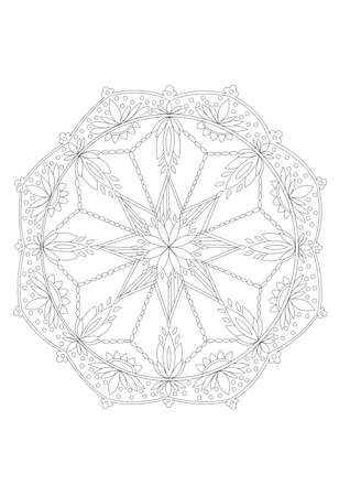 Hand-drawn mandala for coloringのイラスト素材